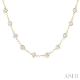 5 Ctw Bezel Set Round Cut Diamond Station Necklace in 14K Yellow Gold